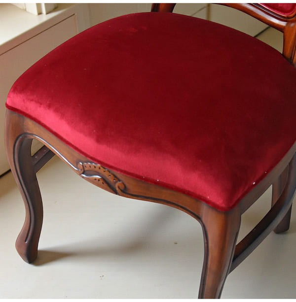 マリナカッシーリ ヨーロピアン オーバルダイニングセット5P（ベロアレッド） 4人掛け 4人用-8