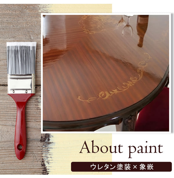 マリナカッシーリ ヨーロピアン オーバルダイニングセット5P（ベロアレッド） 4人掛け 4人用-17