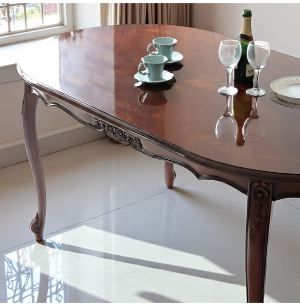 マリナカッシーリ ヨーロピアン オーバルダイニングセット5P（ベロアレッド） 4人掛け 4人用-19