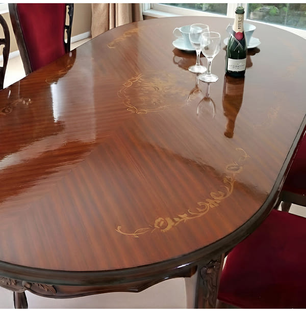 マリナカッシーリ ヨーロピアン オーバルダイニングセット5P（ピンクストライプ） 4人掛け 4人用-2