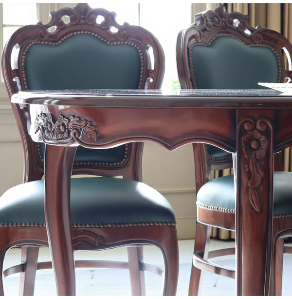 マリナカッシーリ ヨーロピアン オーバルダイニングセット5P（ピンクストライプ） 4人掛け 4人用-3