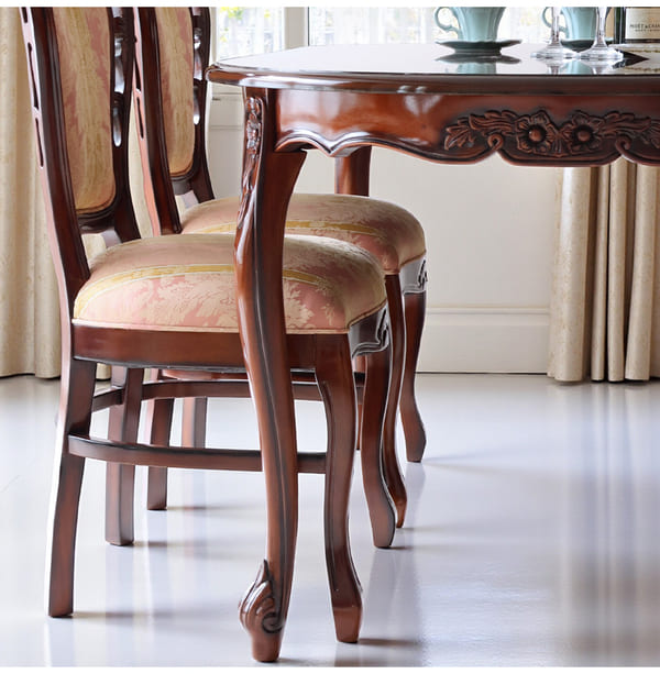 マリナカッシーリ ヨーロピアン オーバルダイニングセット5P（ピンクストライプ） 4人掛け 4人用-4