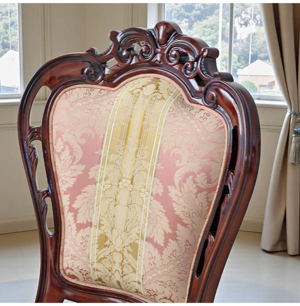 マリナカッシーリ ヨーロピアン オーバルダイニングセット5P（ピンクストライプ） 4人掛け 4人用-6