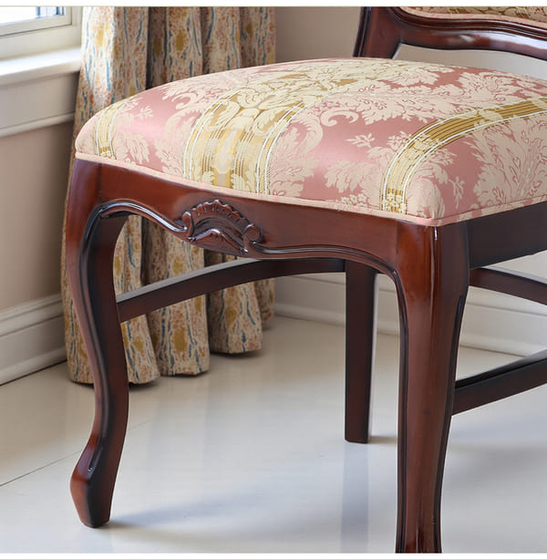 マリナカッシーリ ヨーロピアン オーバルダイニングセット5P（ピンクストライプ） 4人掛け 4人用-7