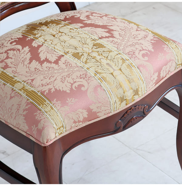 マリナカッシーリ ヨーロピアン オーバルダイニングセット5P（ピンクストライプ） 4人掛け 4人用-8