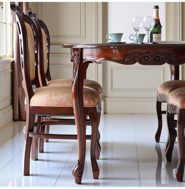 マリナカッシーリ ヨーロピアン オーバルダイニングセット5P（ピンクストライプ） 4人掛け 4人用-15