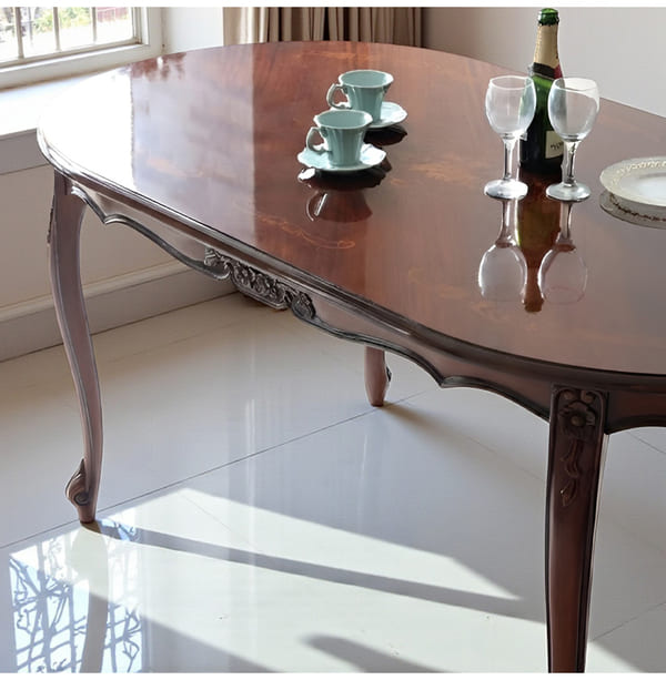 マリナカッシーリ ヨーロピアン オーバルダイニングセット5P（ピンクストライプ） 4人掛け 4人用-19