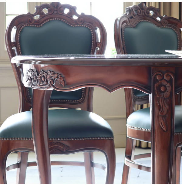 マリナカッシーリ ヨーロピアン オーバルダイニングセット5P（ブルーストライプ） 4人掛け 4人用-3