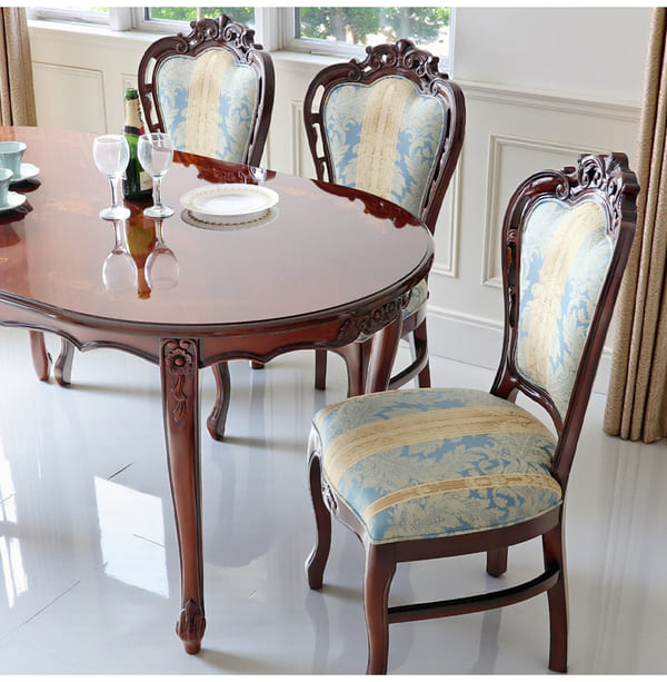 マリナカッシーリ ヨーロピアン オーバルダイニングセット5P（ブルーストライプ） 4人掛け 4人用-13