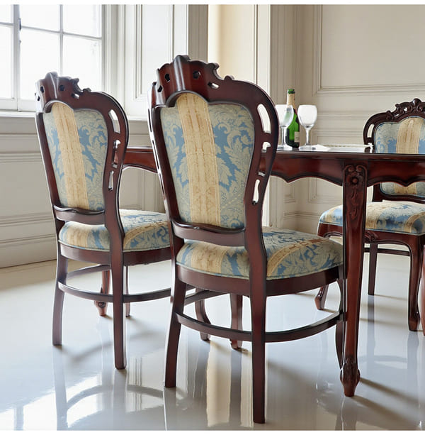 マリナカッシーリ ヨーロピアン オーバルダイニングセット5P（ブルーストライプ） 4人掛け 4人用-14