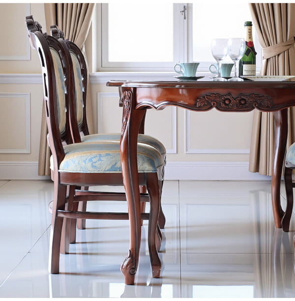 マリナカッシーリ ヨーロピアン オーバルダイニングセット5P（ブルーストライプ） 4人掛け 4人用-15