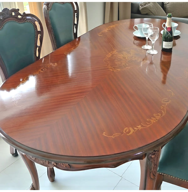 マリナカッシーリ ヨーロピアン オーバルダイニングセット5P（グリーンレザー） 4人掛け 4人用-2