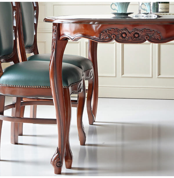 マリナカッシーリ ヨーロピアン オーバルダイニングセット5P（グリーンレザー） 4人掛け 4人用-4