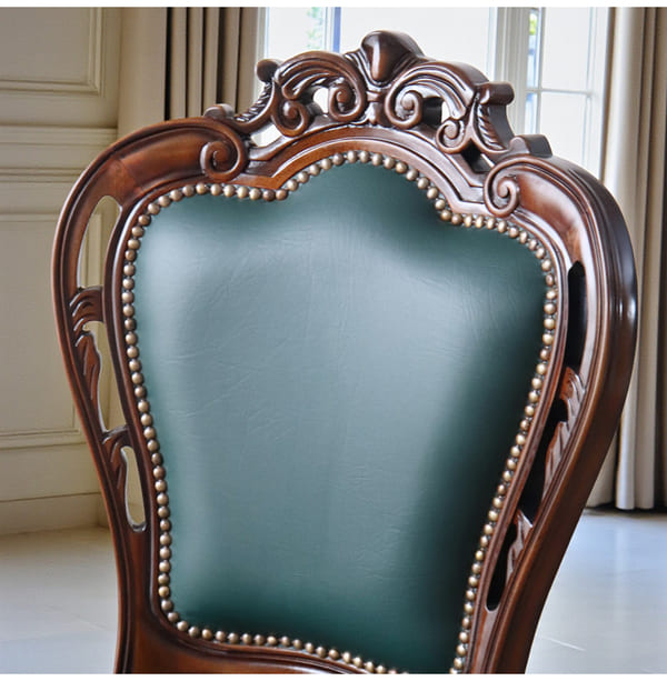 マリナカッシーリ ヨーロピアン オーバルダイニングセット5P（グリーンレザー） 4人掛け 4人用-6