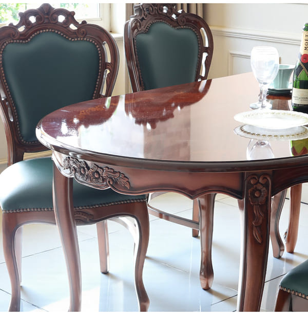 マリナカッシーリ ヨーロピアン オーバルダイニングセット5P（グリーンレザー） 4人掛け 4人用-13