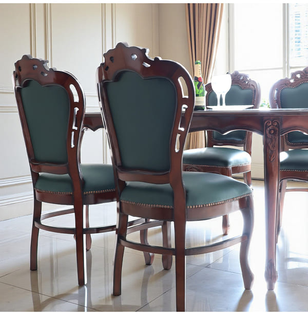 マリナカッシーリ ヨーロピアン オーバルダイニングセット5P（グリーンレザー） 4人掛け 4人用-14