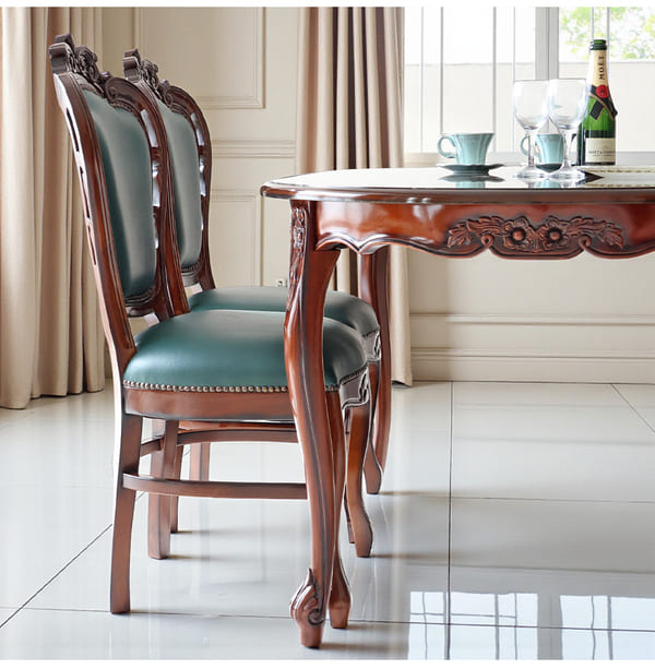 マリナカッシーリ ヨーロピアン オーバルダイニングセット5P（グリーンレザー） 4人掛け 4人用-15