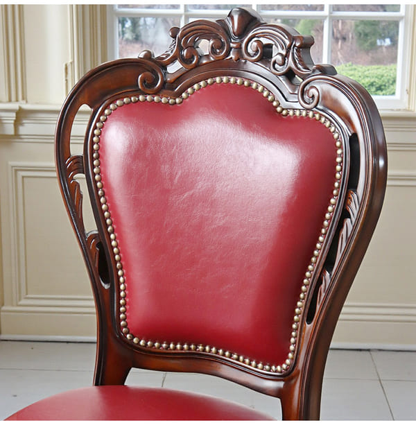 ダイニングセット 5点 幅165cm 長方形 象嵌 マホガニー ワインボルドーチェア 輸入家具-6