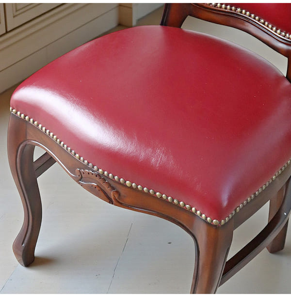 ダイニングセット 5点 幅165cm 長方形 象嵌 マホガニー ワインボルドーチェア 輸入家具-8