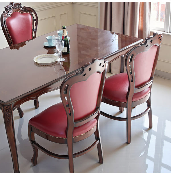 ダイニングセット 5点 幅165cm 長方形 象嵌 マホガニー ワインボルドーチェア 輸入家具-13
