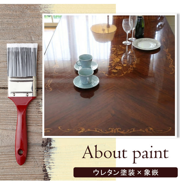 ダイニングセット 5点 幅165cm 長方形 象嵌 マホガニー ワインボルドーチェア 輸入家具-17