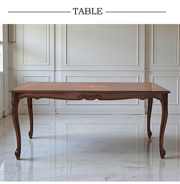 ダイニングセット 5点 幅165cm 長方形 象嵌 マホガニー ワインボルドーチェア 輸入家具-18