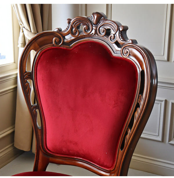 ダイニングセット 5点 象嵌 幅165cm 長方形 マホガニー レッドモケット 猫脚チェア 輸入家具-6