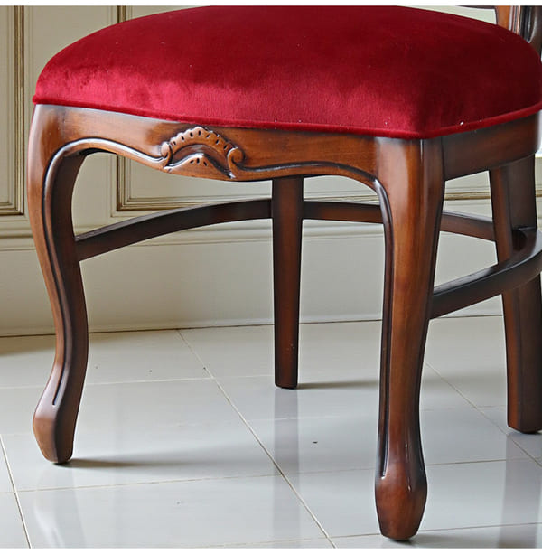 ダイニングセット 5点 象嵌 幅165cm 長方形 マホガニー レッドモケット 猫脚チェア 輸入家具-7