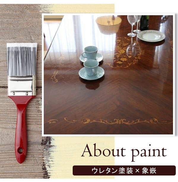 ダイニングセット 5点 幅165cm 長方形 象嵌 マホガニー ピンクストライプチェア 輸入家具-17