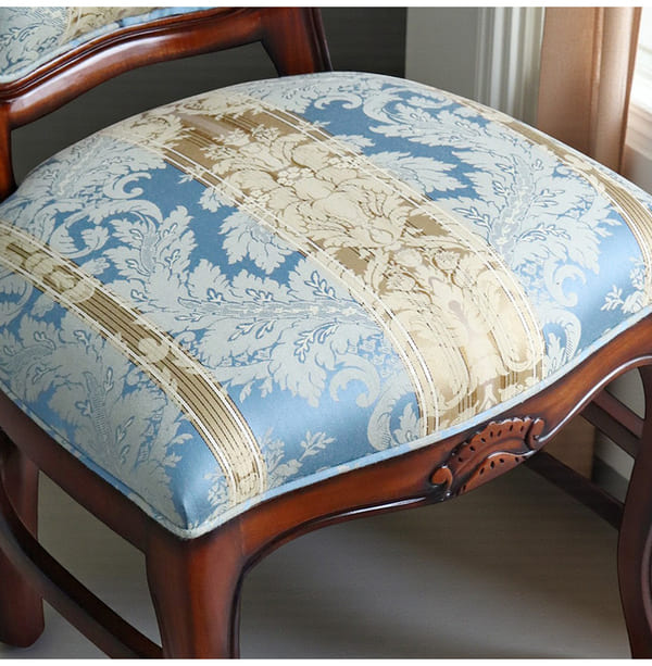 ダイニングセット 5点 幅165cm 長方形 象嵌 マホガニー ブルーストライプチェア 輸入家具-8