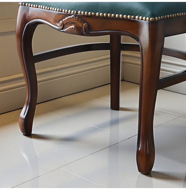 ダイニングセット 5点 幅165cm 長方形 象嵌 マホガニー 深緑 合皮チェア 輸入家具-7