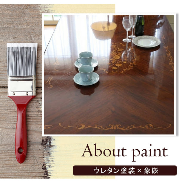 ダイニングセット 5点 幅165cm 長方形 象嵌 マホガニー 深緑 合皮チェア 輸入家具-17