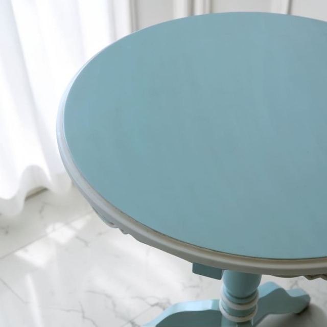 ロココ調 シャビーシック フレンチサイドテーブル 丸テーブル カフェテーブル 猫脚 幅65cm グリーン 完成品 おしゃれ 輸入家具 什器-14