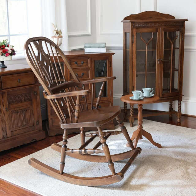 FFK28 英国アンティーク キャスター付きサイドチェア 彫刻 オーク材 英国調 Antique Oak Collection ロッキングチェア｜Y-KAGU(輸入家具屋