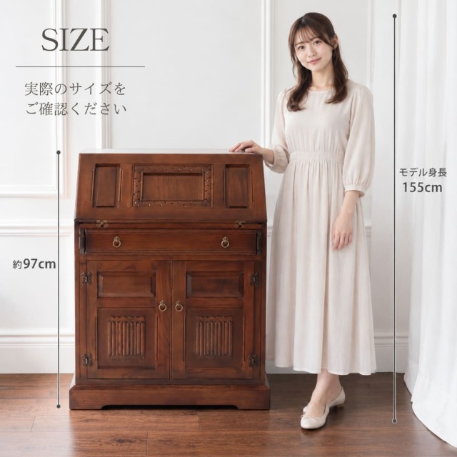 アンティーク調,ライティングビューロー,ライティングデスク,オーク,机-18