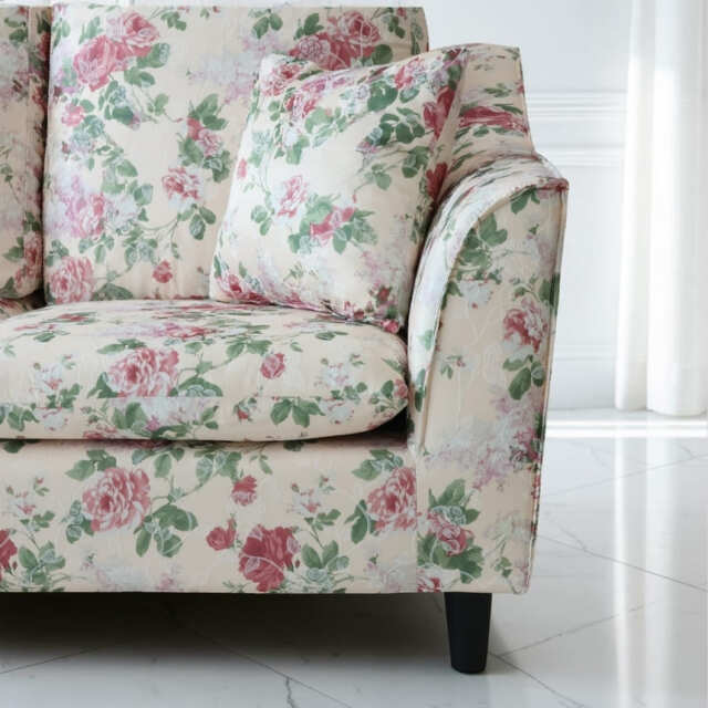 姫系 組み換え自由 L型 カウチソファ 花柄 オットマン付き 3WAYアレンジ 左右付け替え 刺繍生地 コーナーソファ おしゃれ 輸入家具-13