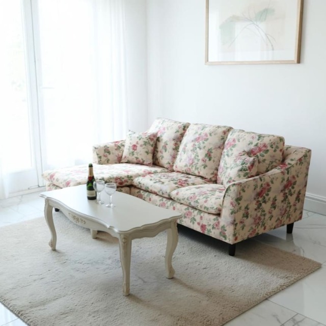 姫系 組み換え自由 L型 カウチソファ 花柄 オットマン付き 3WAYアレンジ 左右付け替え 刺繍生地 コーナーソファ おしゃれ 輸入家具-16