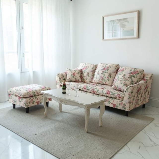姫系 組み換え自由 L型 カウチソファ 花柄 オットマン付き 3WAYアレンジ 左右付け替え 刺繍生地 コーナーソファ おしゃれ 輸入家具-18