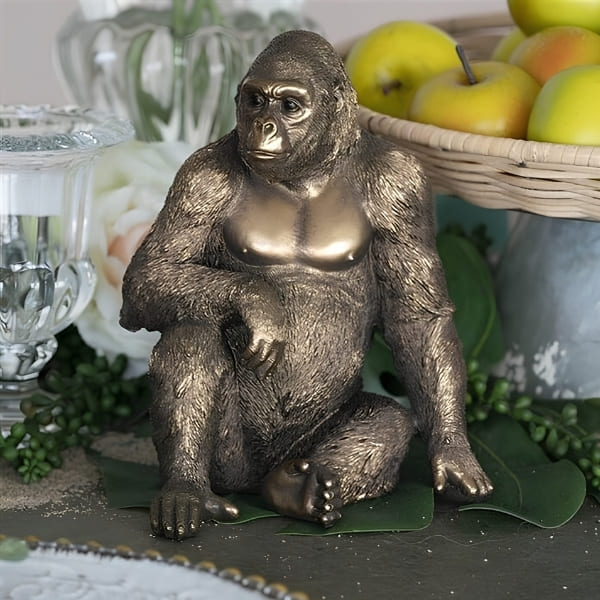 ゴリラ オブジェ ゴールド ブロンズ調 動物置物 海外インテリア雑貨-1