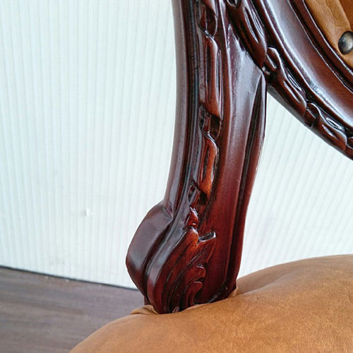 クラシックレザー・ダイニングチェア(BE)｜アンティーク調