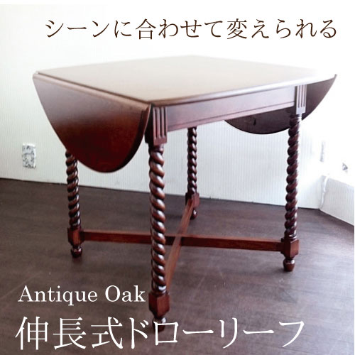 Antique Oak Collection 伸縮式ドローリーフ(バタフライ)【送料無料・開梱設置付き】