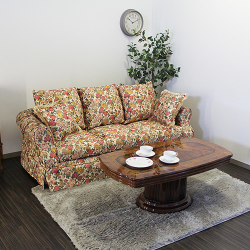 輸入家具 三人掛け カバーリングソファ バレンシア 花柄 3P ソファー