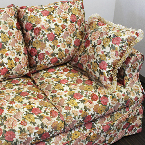 輸入家具 三人掛け カバーリングソファ バレンシア 花柄 3P ソファー