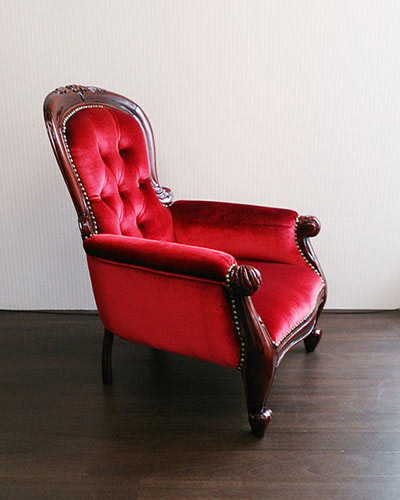 ジュニアアームチェア (ベロアボルドー)｜高級マホガニー家具VENECHIA