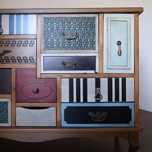 カラフルアンティークワイドチェスト｜アンティーク調インダストリアル