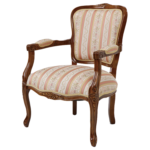 ストライプピンクサロンチェア(ブラウン)｜Fiore(フィオーレ