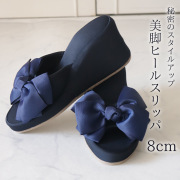 スリッパ,8cmヒール,美脚,おしゃれ,ネイビー