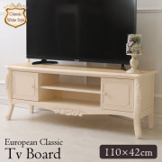 テレビボード,幅110cm,アンティーク,ホワイト,ヨーロピアン