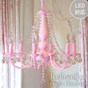 LED,クリスタルガラスシャンデリア,6灯(ピンク)-15