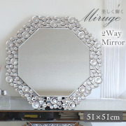 Miruge 八角形ウォールミラー（ジュエル） 壁掛け鏡 幅51cm 【送料無料